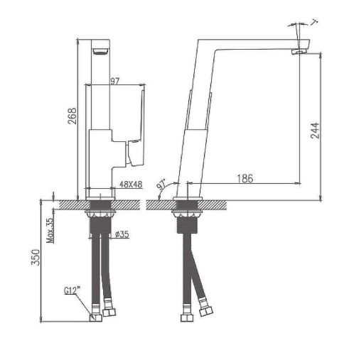 Смеситель для кухни Haiba HB191 HB70191 на мойку хром - фото 2