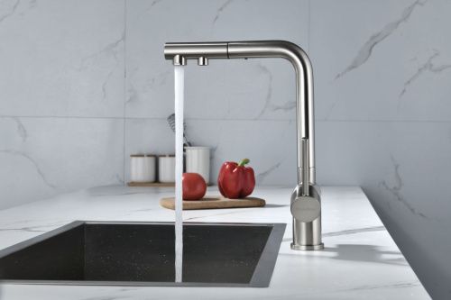 Смеситель для кухни Paulmark SERPENTINE Se213222-BS на мойку никель - фото 2