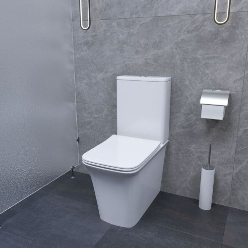 Унитаз напольный с бачком Cerutti SPA CT7838 белый с сиденьем микролифт безободковый каскадный смыв - фото 3