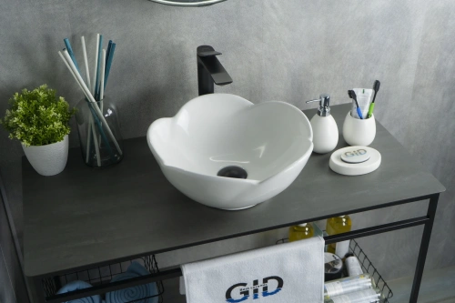 Раковина керамическая Gid Esfera 51162 40х40 накладная цвет белый без отверстий под смеситель - фото 4