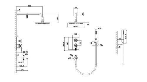Душевая система Bronze de Luxe 6630CG встраиваемая в стену цвет золото - фото 3