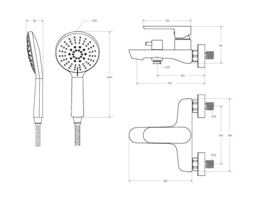 Смеситель Cezares STYLUS STYLUS-VD-NOP настенный черный - фото 3