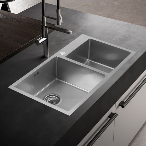 Кухонная мойка Melana ProfLine S7843H сатин 80х45 цвет хром поверхность полированная - фото 4