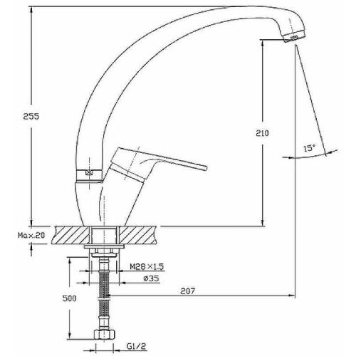 Смеситель для кухни Haiba HB16 HB4116-2 на мойку хром - фото 2