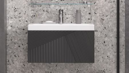 Тумба под раковину Velvex EDGE tp.EDG.9696.70.1Y графит 70х40 подвесная цвет серый