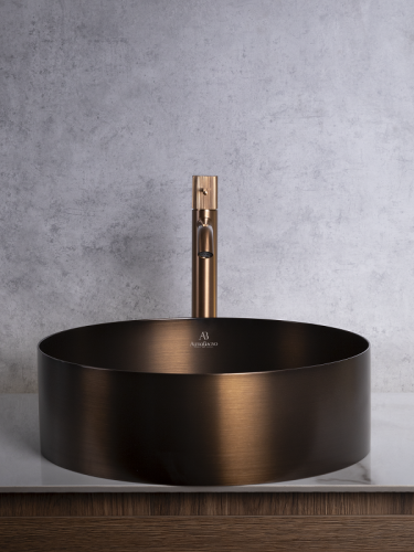 Раковина из нержавеющей стали AltroBagno Luna AltroBagnoLuna001004BrAn 40х40 накладная цвет бронза - фото 2