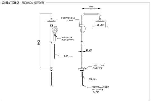 Душевая стойка Remer 330X8MPEC20NRA настенная цвет хром - фото 2