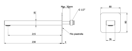 Излив Remer Slash & Dot 91SLLNO настенный черный - фото 2