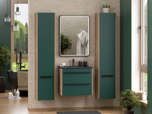 Шкаф-пенал Brevita Greenwood GRE-05035-08П 40х170 подвесной цвет зеленый/коричневый - фото 5