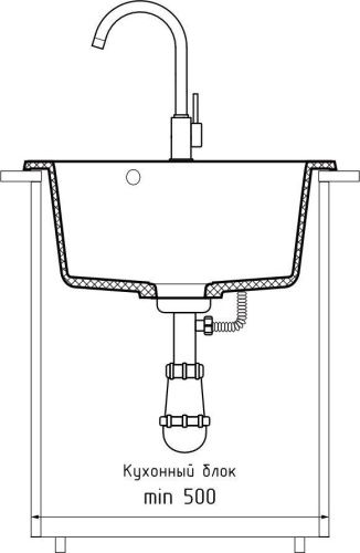 Кухонная мойка Granfest Rondo R-520 серый 50х50 цвет серый поверхность матовая - фото 4