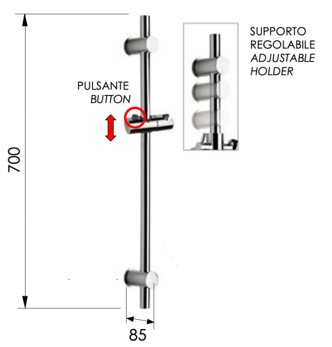 Душевая штанга Remer 317N цвет хром - фото 2