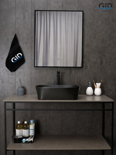 Раковина керамическая Gid Creativo 53380 50х40 накладная цвет черный без отверстий под смеситель - фото 5