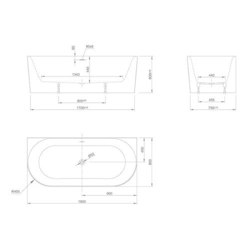 Ванна акриловая Knief Fresh 0100-231 180х80 пристенная прямоугольная - фото 2