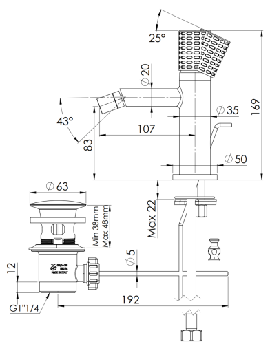 Смеситель Remer Celebrity CEC20XV на биде нержавеющая сталь - фото 2