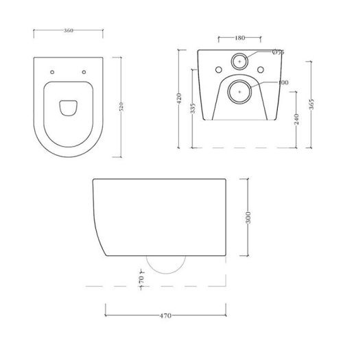 Чаша унитаза подвесная Artceram A16 ASV006 40 00 цвет коричневый без сиденья безободковая каскадный смыв - фото 2