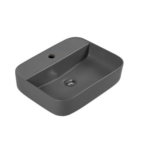 Раковина из сантехнического фарфора Aquatek ВЕГА AQ5506-MG 50х40 накладная цвет серый 1 отверстие под смеситель - фото 3