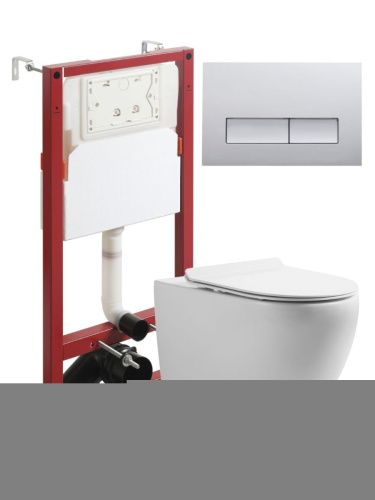 Комплект унитаз с инсталляцией и клавишей смыва Orange CI07-100W+APB200 - фото 2