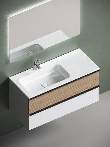 Тумба под раковину Sancos DELTA DL100LW 100х40 подвесная цвет коричневый - фото 5