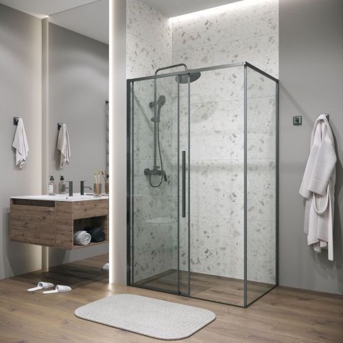 Душевая перегородка Grossman Galaxy 200.K33.01.90.42.00 90х195 стекло прозрачное профиль графит - фото 5