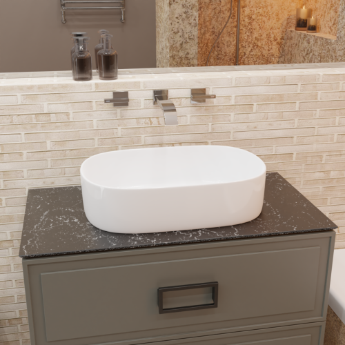 Раковина из сантехнического фаянса CHARUS TORRE BIANCA 700-024W 60х40 накладная цвет белый без отверстий под смеситель - фото 3