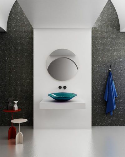 Раковина из полиэфирной смолы Abber KRISTALL AT2812Aquamarin 50х40 накладная цвет зеленый без отверстий под смеситель - фото 2