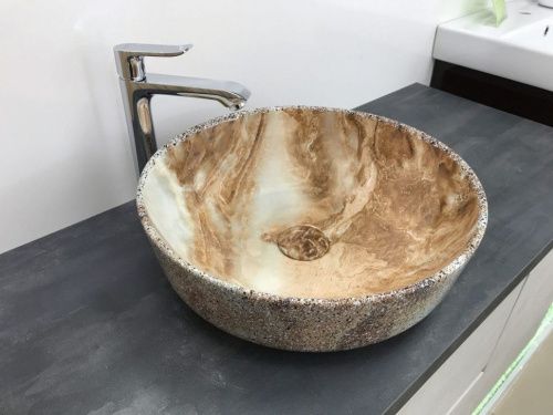 Раковина из сантехнического фаянса CeramaLux 499 40х40 накладная цвет многоцветный без отверстий под смеситель - фото 2