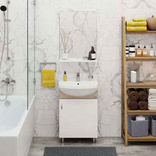 Тумба под раковину Onika Эко 105207 50х30 напольная цвет белый/бежевый - фото 4