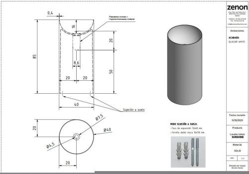 Раковина из искусственного камня Zenon Sunshine 4000.000.000.000.42155 40х40 напольная цвет белый - фото 2