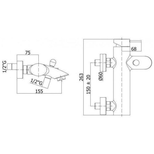 Смеситель для ванны с душем Paffoni Berry BR022CR настенный хром - фото 2