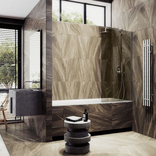 Душевая шторка на ванну Maybah Glass MGV-71-5ш 90х140 стекло тонированное профиль хром ориентация универсальная - фото 3