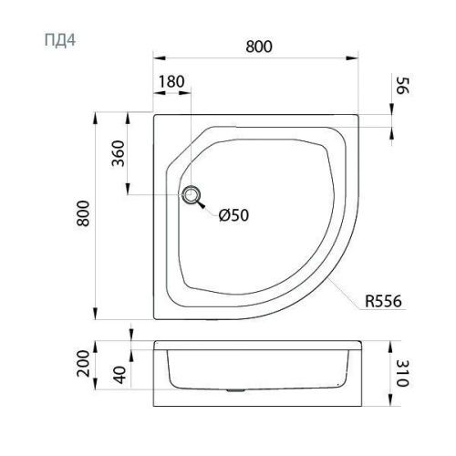 Душевой поддон акриловый Тритон Щ0000072394 80х80 белый с каркасом - фото 5