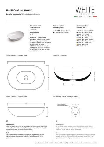Раковина керамическая White Ceramic Balisong W0807CF 60х40 накладная цвет коричневый - фото 2