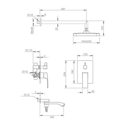 Душевая система Raglo R01 R01.27.09 встраиваемая в стену цвет серый - фото 2
