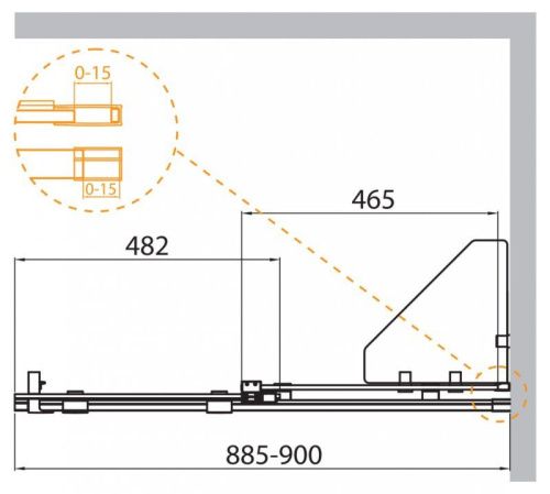 Душевая перегородка Cezares STREAM STREAM-BF-1-90-C-Cr 90х195 стекло прозрачное профиль хром - фото 2