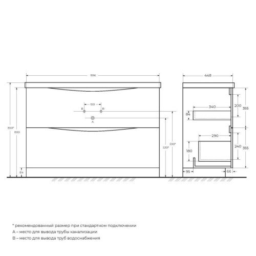 Тумба под раковину BelBagno Marino MARINO-1200-2C-PIA-BL-P 120х50 напольная цвет белый - фото 2