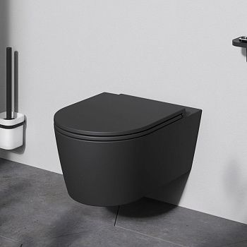 Унитаз подвесной Am.Pm Func C8F1701MBSC черный с сиденьем микролифт безободковый каскадный смыв