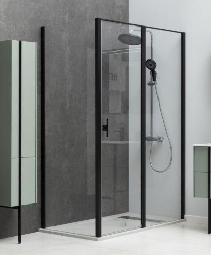 Душевой уголок Allen Brau Priority 3.31012.BBA + 3.31018.BBA 140х90 стекло прозрачное профиль черный без поддона - фото 3