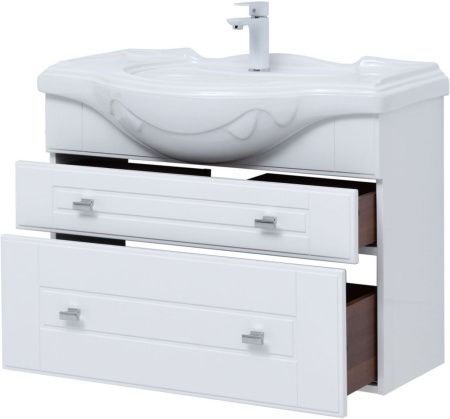 Тумба под раковину Aquanet Рондо 00304289 90х30 подвесная цвет белый