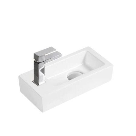 Раковина из сантехнического фаянса CeramaLux 9272R 40х20 накладная цвет белый 1 отверстие под смеситель