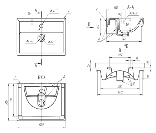 Раковина мебельная керамическая Dreja Mini-СК 50 641594 50х40 накладная цвет белый - фото 4