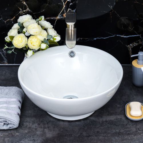 Раковина из сантехнического фарфора Melana 320302-805 40х40 накладная цвет белый без отверстий под смеситель - фото 3