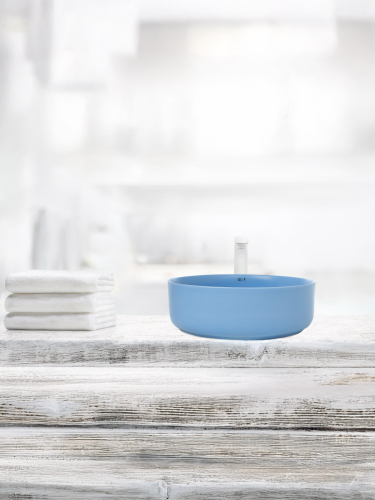 Раковина из сантехнического фаянса WeltWasser WW SK 10000004518 40 см накладная цвет голубой без отверстий под смеситель - фото 4