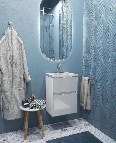 Тумба с раковиной 1MarKa Bumble Ц0000001481 40х30 подвесная цвет белый - фото 4