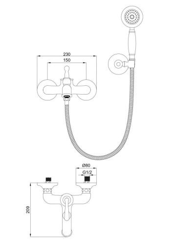 Смеситель для ванны Wonzon & Woghand Steam WW-88639008-MB настенный черный - фото 2