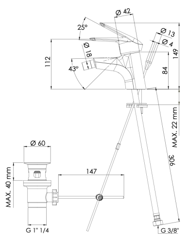 Смеситель Mariani Essenza А00493ES на биде хром - фото 2