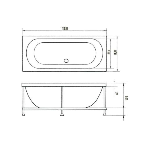 Ванна акриловая Aquanika Line A1016075028 180х80 пристенная прямоугольная - фото 4