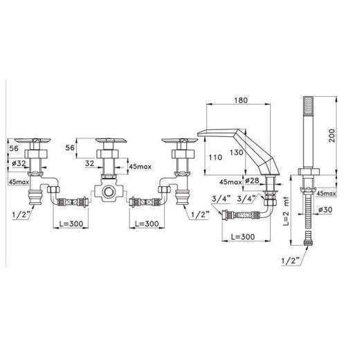 Смеситель Stella Freestanding ST 02302 CR00 на борт ванны хром - фото 2