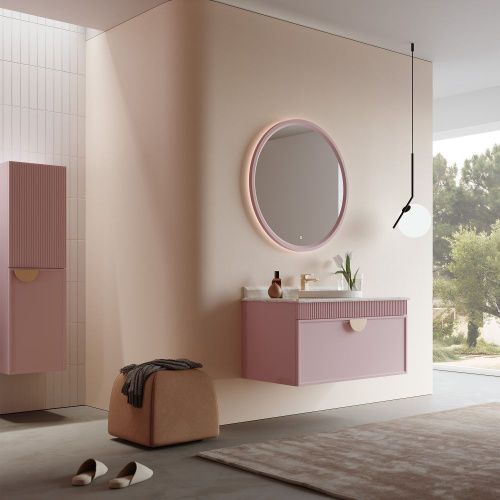 Тумба с раковиной Orka Molino 5004613 100х60 подвесная цвет розовый - фото 3