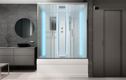 Душевой бокс AvaCan  EM4517LED 170х90 стекло с рисунком профиль хром - фото 2