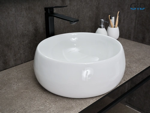 Раковина керамическая Gid Esfera 51213 40х40 накладная цвет белый без отверстий под смеситель - фото 4